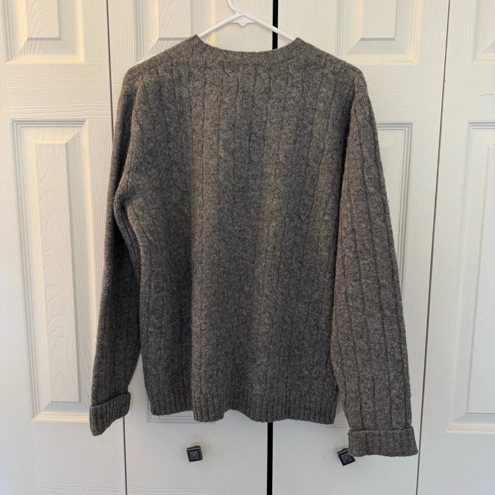 Men's Vintage Abercrombie‎ & Fitch Wool Cableknit Sweater, Gray, Size S (L)